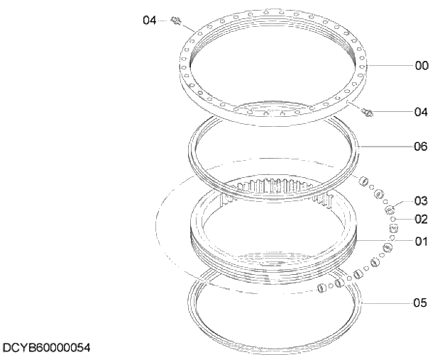 Схема запчастей Hitachi ZX280-5G - 007 SWING BEARING 11 UNDERCARRIAGE