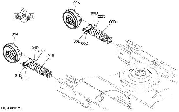 Схема запчастей Hitachi ZX280-5G - 011 TRACK SPRING 11 UNDERCARRIAGE