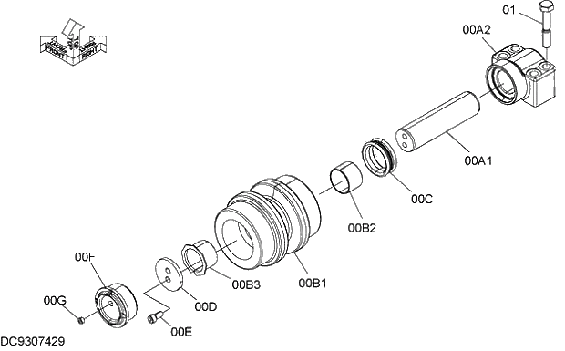 Схема запчастей Hitachi ZX280-5G - 014 UPPER ROLLER 11 UNDERCARRIAGE