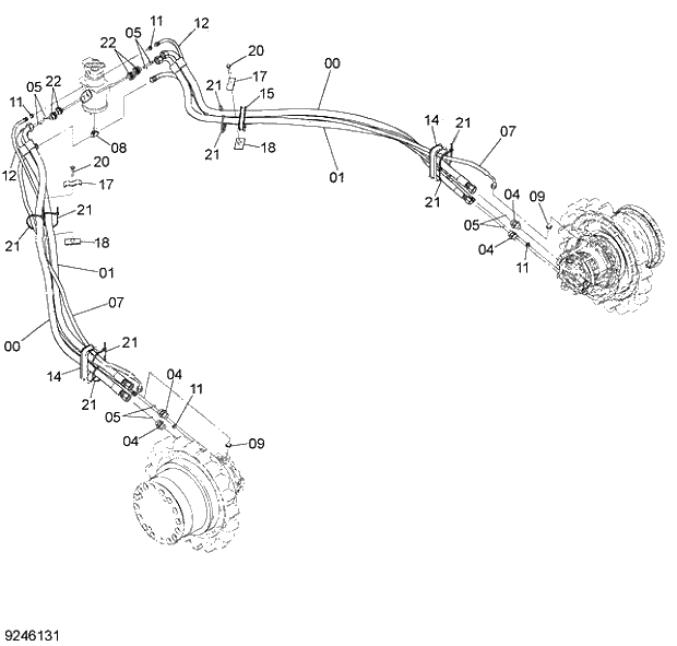 Схема запчастей Hitachi ZX280LC-5G - 019 TRAVEL PIPING 11 UNDERCARRIAGE