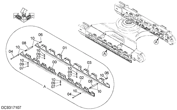 Схема запчастей Hitachi ZX250K-5G - 003_1 FULL-LENGTH TRACK GUARD LC 11 UNDERCARRIAGE