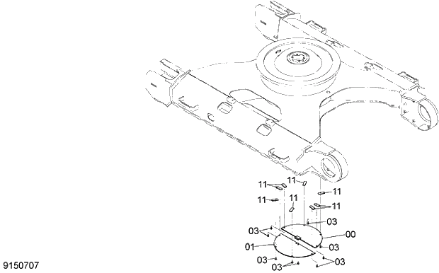 Схема запчастей Hitachi ZX250LCK-5G - 004 TRACK UNDER COVER 11 UNDERCARRIAGE