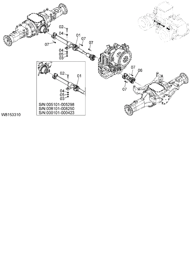 Схема запчастей Hitachi ZW180 - 024 PROPELLER SHAFT (000101-004999, 005101-). 02 POWER TRAIN