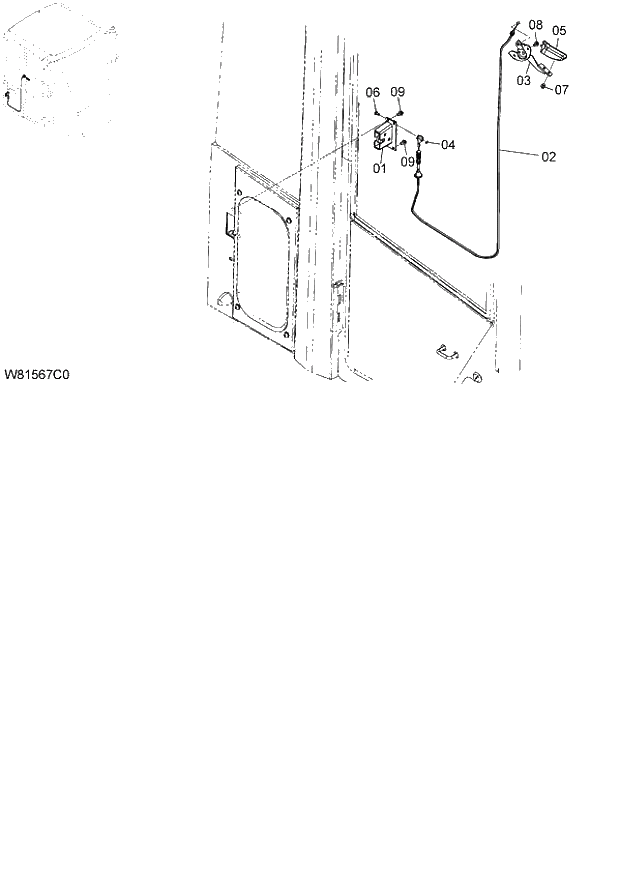 Схема запчастей Hitachi ZW180 - 071 DOOR CATCH (RIGHT) (000101-004999, 005101-). 04 CAB