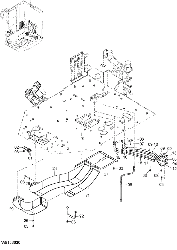 Схема запчастей Hitachi ZW180 - 094 AIR CONDITIONER (3) (000101-004999, 005101-). 04 CAB