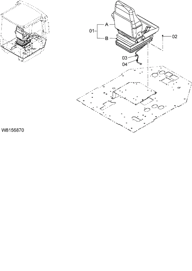 Схема запчастей Hitachi ZW180 - 104 AIR-SUSPENSION SEAT (GRAMMER) (SET004) (000101-004999, 005101-). 04 CAB