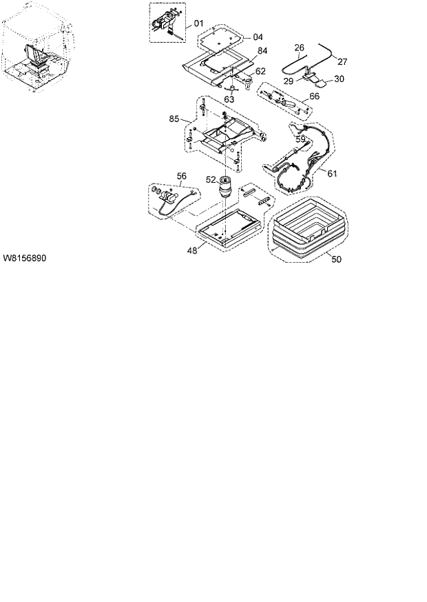 Схема запчастей Hitachi ZW180 - 106 AIR-SUSPENSION (GRAMMER) (000101-004999, 005101-). 04 CAB