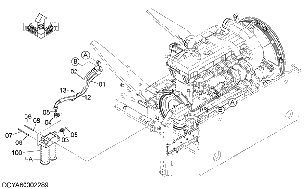 Схема запчастей Hitachi ZX470LC-5G - 004 OIL FILTER PIPING 03 ENGINE