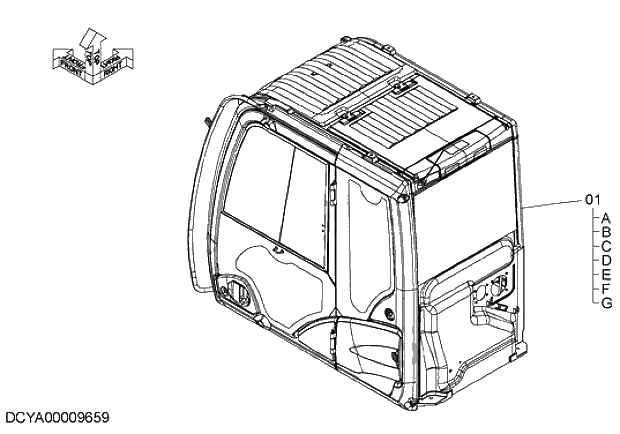 Схема запчастей Hitachi ZX280LC-5G - 001 CAB (MOBILE COMMUNICATIONS) 08 CAB