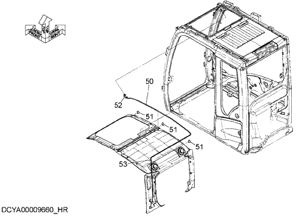 Схема запчастей Hitachi ZX280-5G - 011 FRONT HEAD LAMP HARNESS 08 CAB