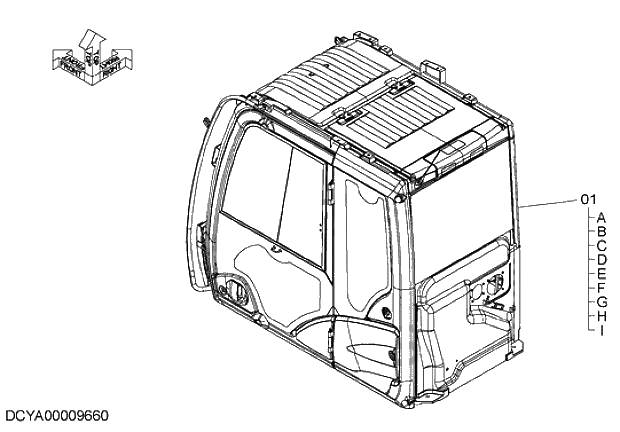 Схема запчастей Hitachi ZX280-5G - 013 CAB (MOBILE COMMUNICATIONS)(WITH GUARD SEAT) 08 CAB