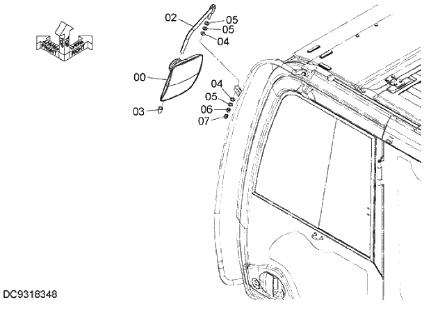 Схема запчастей Hitachi ZX280LC-5G - 027 CAB MIRROR 08 CAB