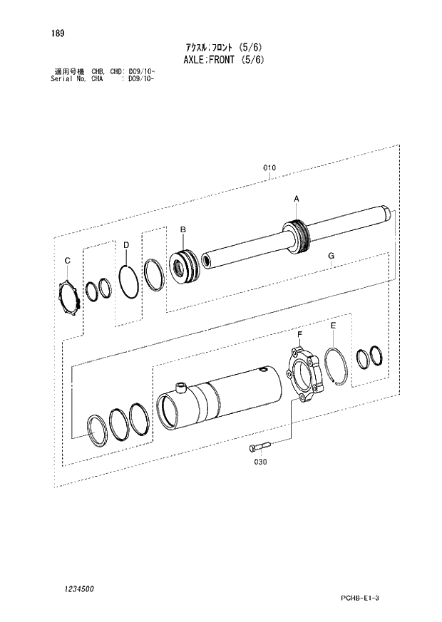 Схема запчастей Hitachi ZX190W-3 - 189 AXLE FRONT (5-6) (CHA D09-10 - CHB - CHB CHD D09-10 -). 06 POWER TRAIN