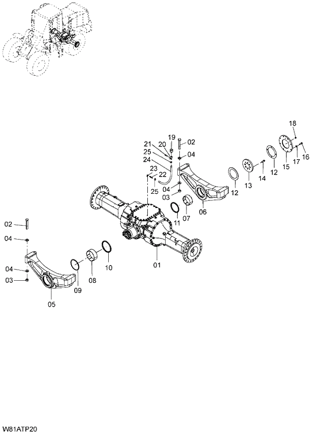 Схема запчастей Hitachi ZW250 - 030_REAR AXLE(TPD) (000101-004999, 005101-). 02 POWER TRAIN