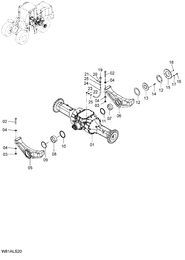 Схема запчастей Hitachi ZW250 - 031_REAR AXLE(LSD) (000101-004999, 005101-). 02 POWER TRAIN