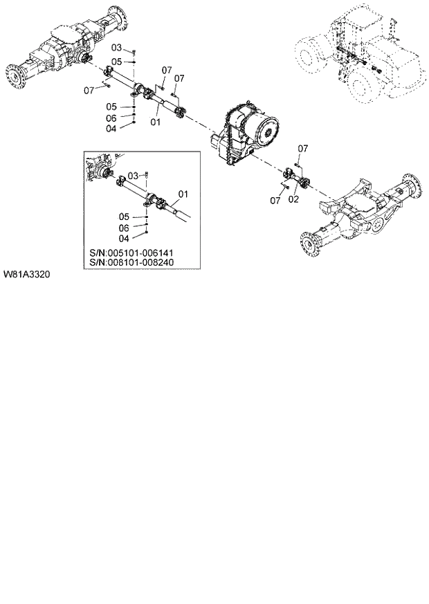 Схема запчастей Hitachi ZW250 - 032_PROPELLER SHAFT 6CH,HCH,HEH (005101-009999). 02 POWER TRAIN