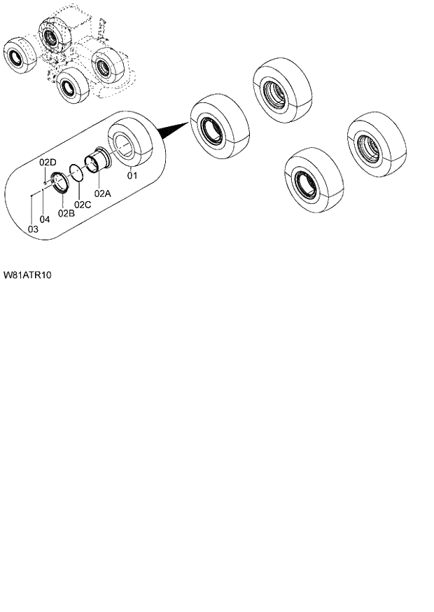 Схема запчастей Hitachi ZW250 - 033_TIRE 6CH,H3H,HCH,HEH,HXH (TR3000,TR3030) (000101-004999, 005101-). 02 POWER TRAIN