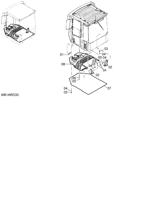 Схема запчастей Hitachi ZW250 - 083_CAB SUPPORT(ROC) (000101-004999, 005101-). 04 CAB