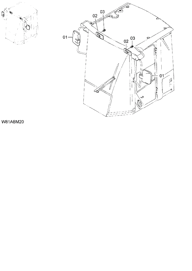 Схема запчастей Hitachi ZW250 - 091_REAR VIEW MIRROR 6CH,H3H,HCH,HEH,HXH (BM002) (000101-004999, 005101-). 04 CAB
