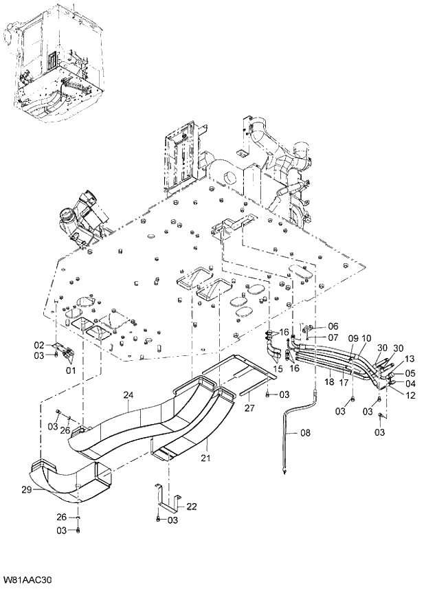 Схема запчастей Hitachi ZW250 - 102_AIR CONDITIONER(3)(AC400) (000101-004999, 005101-). 04 CAB