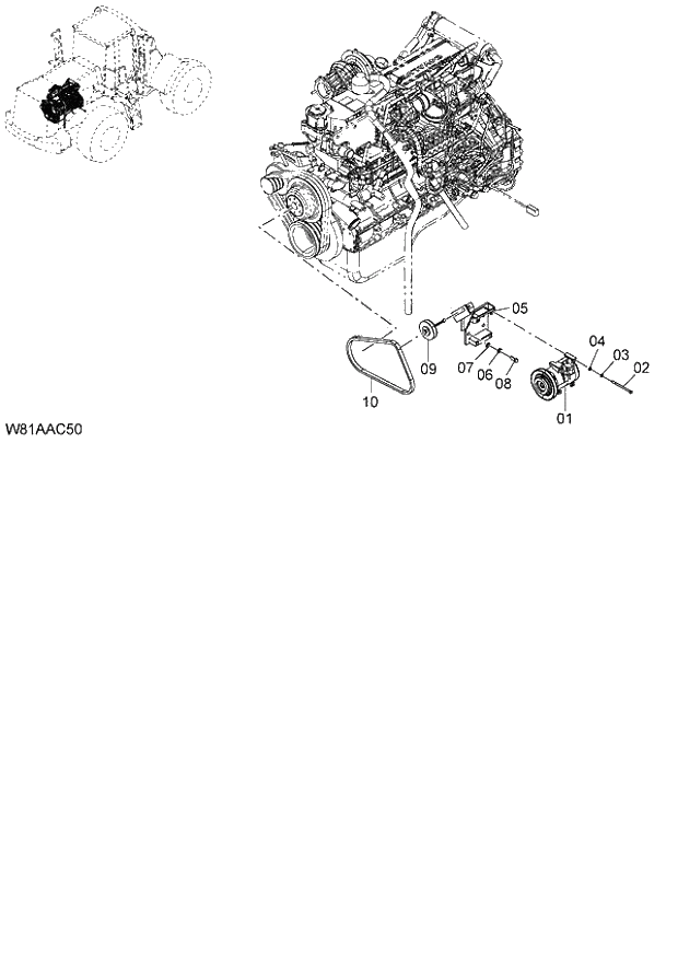 Схема запчастей Hitachi ZW250 - 105_AIR CONDITIONER PARTS(2)(AC400) (000101-004999, 005101-). 04 CAB