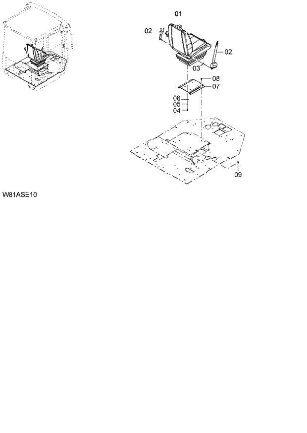 Схема запчастей Hitachi ZW250 - 108_SUSPENSION SEAT(KAB)(SET001) (000101-004999, 005101-). 04 CAB