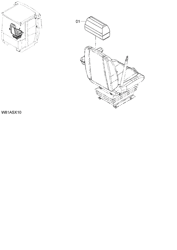 Схема запчастей Hitachi ZW250 - 109_HEAD REST(KAB)(SET011) (000101-004999, 005101-). 04 CAB