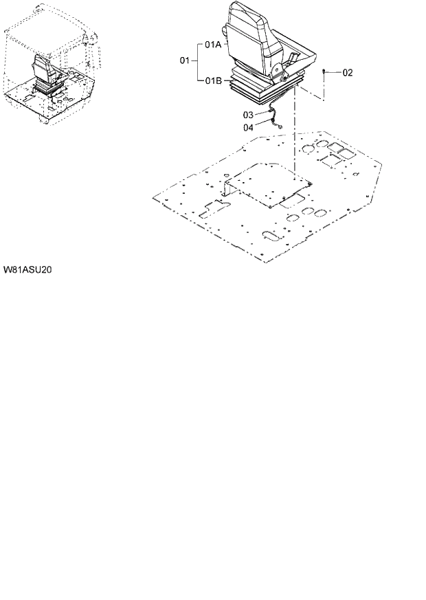 Схема запчастей Hitachi ZW250 - 111_AIR-SUSPENSION SEAT(GRAMMER) 6CH,H3H,HCH,HXH (SET004) (000101-004999, 005101-007999, 010101-). 04 CAB