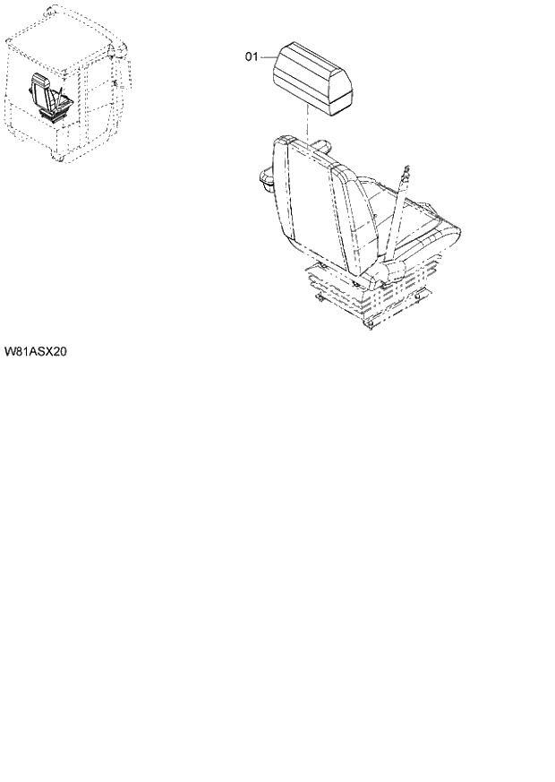 Схема запчастей Hitachi ZW250 - 112_HEAD REST(GRAMMER)(NO LOGO)(SET012) (000101-004999, 005101-). 04 CAB