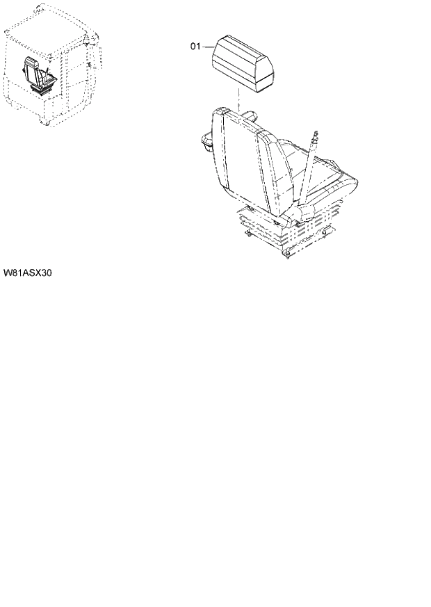 Схема запчастей Hitachi ZW250 - 113_HEAD REST(GRAMMER)(HITACHI LOGO) H3H,HCH,HEH,HSH,HXH (SET013) (000101-004999, 005101-). 04 CAB