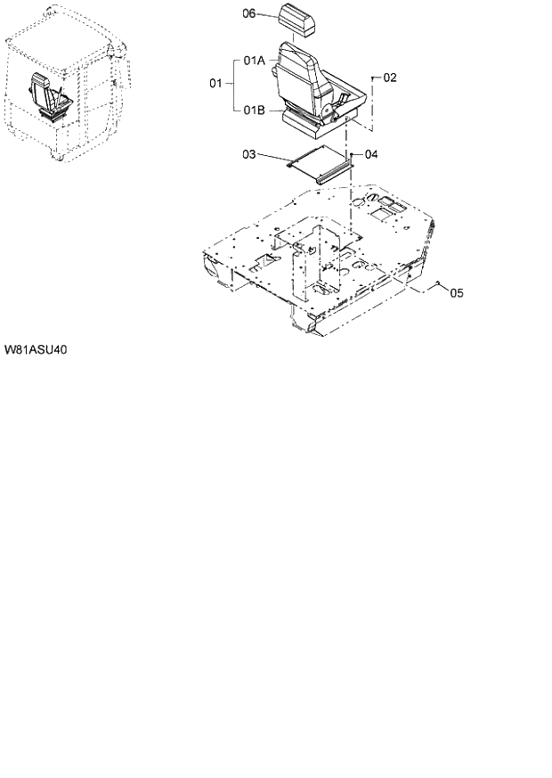 Схема запчастей Hitachi ZW250 - 115_SUSPENSION SEAT WITH HEAD REST(HITACHI LOGO)(GRAMMER) H3H,HCH,HEH,HSH,HXH (SET006) (000101-004999, 005101-). 04 CAB