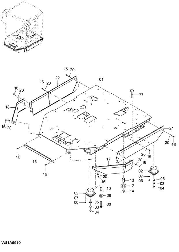 Схема запчастей Hitachi ZW250 - 118_COCKPIT (000101-004999, 005101-). 04 CAB