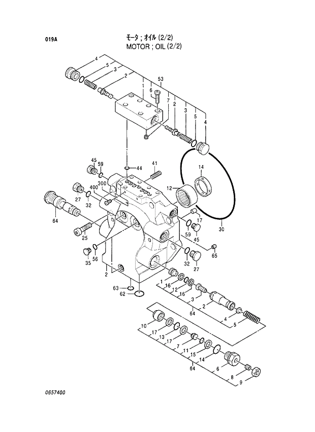 Схема запчастей Hitachi EX450LC-5 - 019 MOTOR;OIL (2;2) 02 MOTOR;OIL