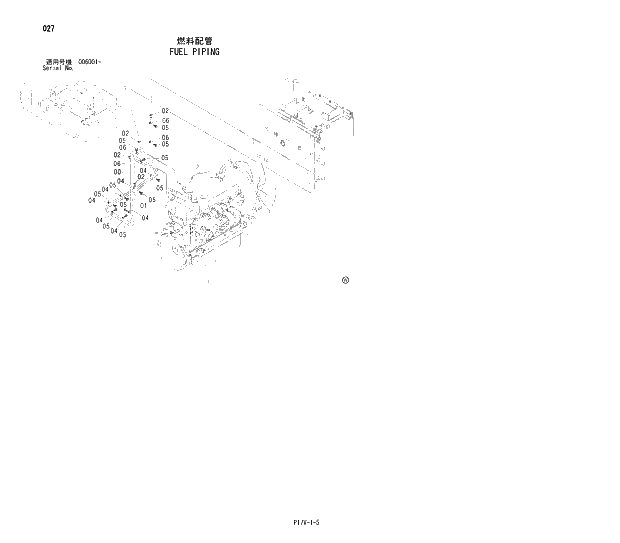 Схема запчастей Hitachi ZX800 - 027 FUEL PIPING 01 UPPERSTRUCTURE