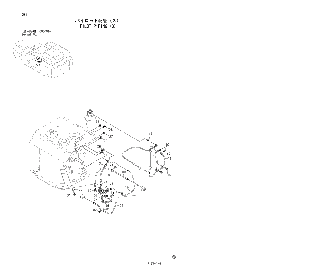 Схема запчастей Hitachi ZX800 - 085 PILOT PIPING (3) 01 UPPERSTRUCTURE