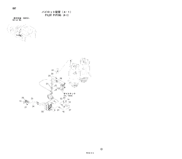 Схема запчастей Hitachi ZX800 - 087 PILOT PIPING (4-1) 01 UPPERSTRUCTURE