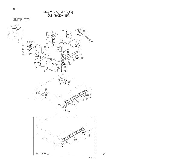 Схема запчастей Hitachi ZX850H - 161 CAB (6)(800)(NA) 01 UPPERSTRUCTURE