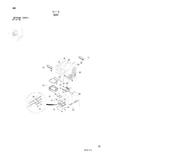 Схема запчастей Hitachi ZX850H - 185 SEAT 01 UPPERSTRUCTURE