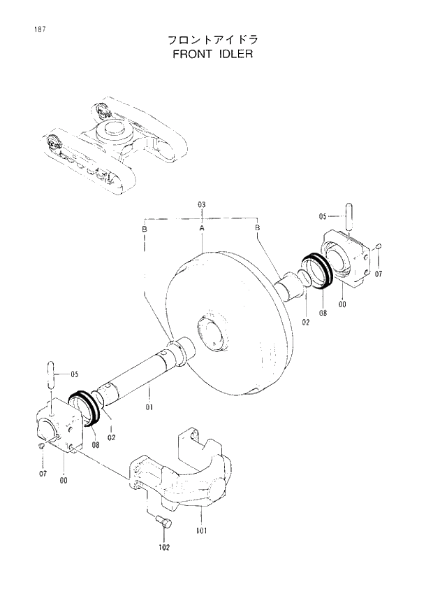 Схема запчастей Hitachi EX120-3 - 187 FRONT IDLER. 02UNDERCARRIAGE