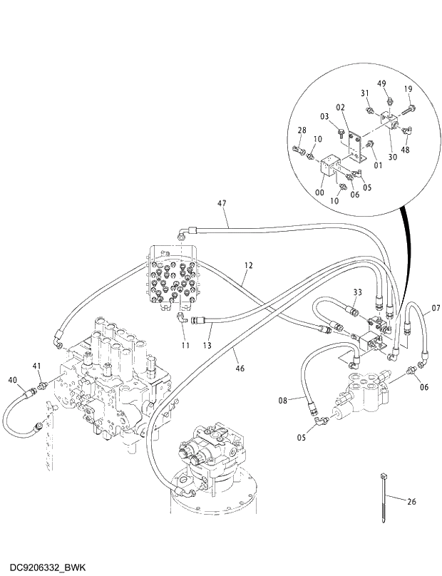 Схема запчастей Hitachi ZX240LC-3G - 004 PILOT PIPING (PTO;V) 04 ASSIST PIPING