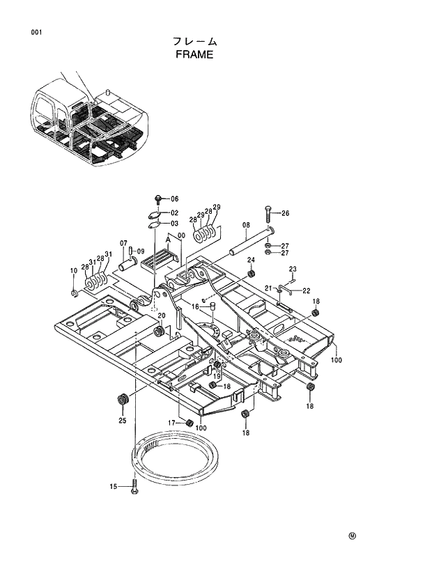 Схема запчастей Hitachi EX120-5 - 001 FRAME 01 UPPERSTRUCTURE