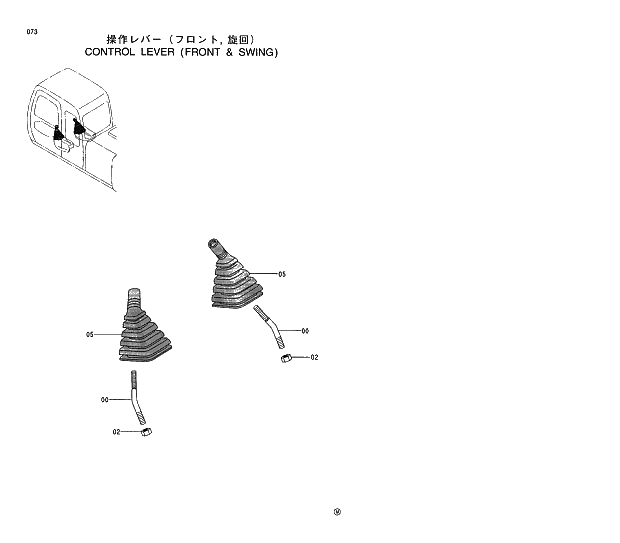 Схема запчастей Hitachi EX120-5 - 073 CONTROL LEVER (FRONT &amp; SWING) 01 UPPERSTRUCTURE