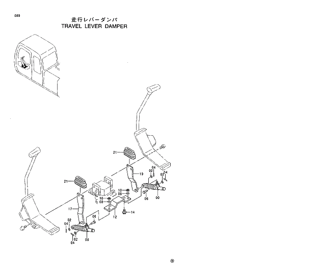 Схема запчастей Hitachi EX130H-5 - 089 TRAVEL LEVER DAMPER 01 UPPERSTRUCTURE