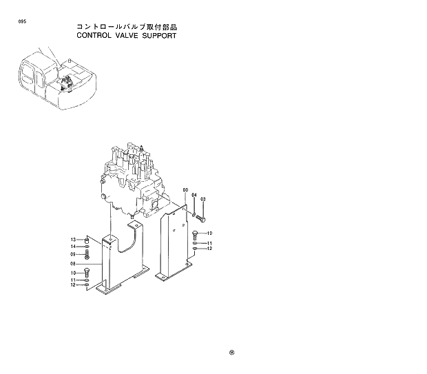 Схема запчастей Hitachi EX120-5 - 095 CONTROL VALVE SUPPORT 01 UPPERSTRUCTURE