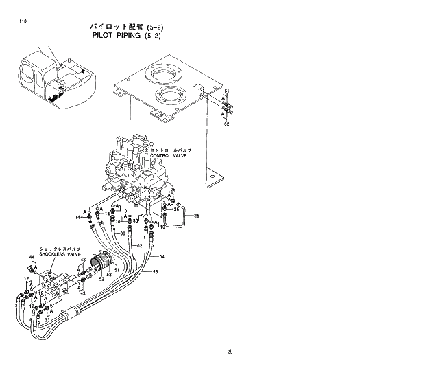 Схема запчастей Hitachi EX120-5 - 113 PILOT PIPING (5-2) 01 UPPERSTRUCTURE