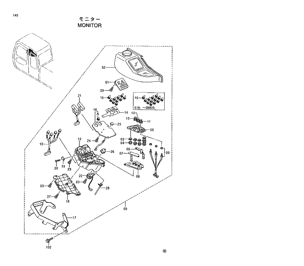 Схема запчастей Hitachi EX120-5 - 145 MONITOR 01 UPPERSTRUCTURE