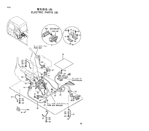 Схема запчастей Hitachi EX120-5 - 157 ELECTRIC PARTS (B) 01 UPPERSTRUCTURE