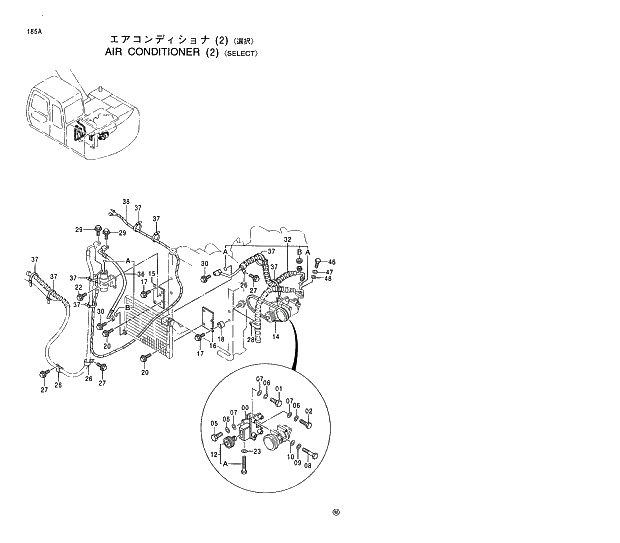 Схема запчастей Hitachi EX120-5 - 185 AIR CONDITIONER (2) SELECT 01 UPPERSTRUCTURE