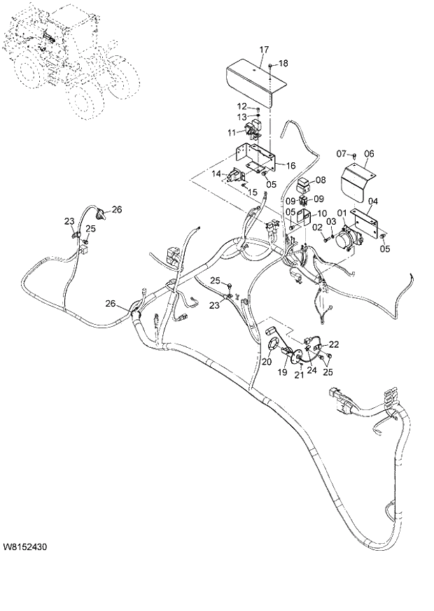 Схема запчастей Hitachi ZW180 - 117 ELECTRIC PARTS (REAR) (2) (000101-004999, 005101-). 05 ELECTRICAL SYSTEM