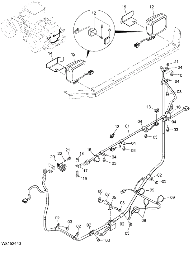 Схема запчастей Hitachi ZW180 - 118 ELECTRIC PARTS (REAR) (3) (000101-004999, 005101-). 05 ELECTRICAL SYSTEM